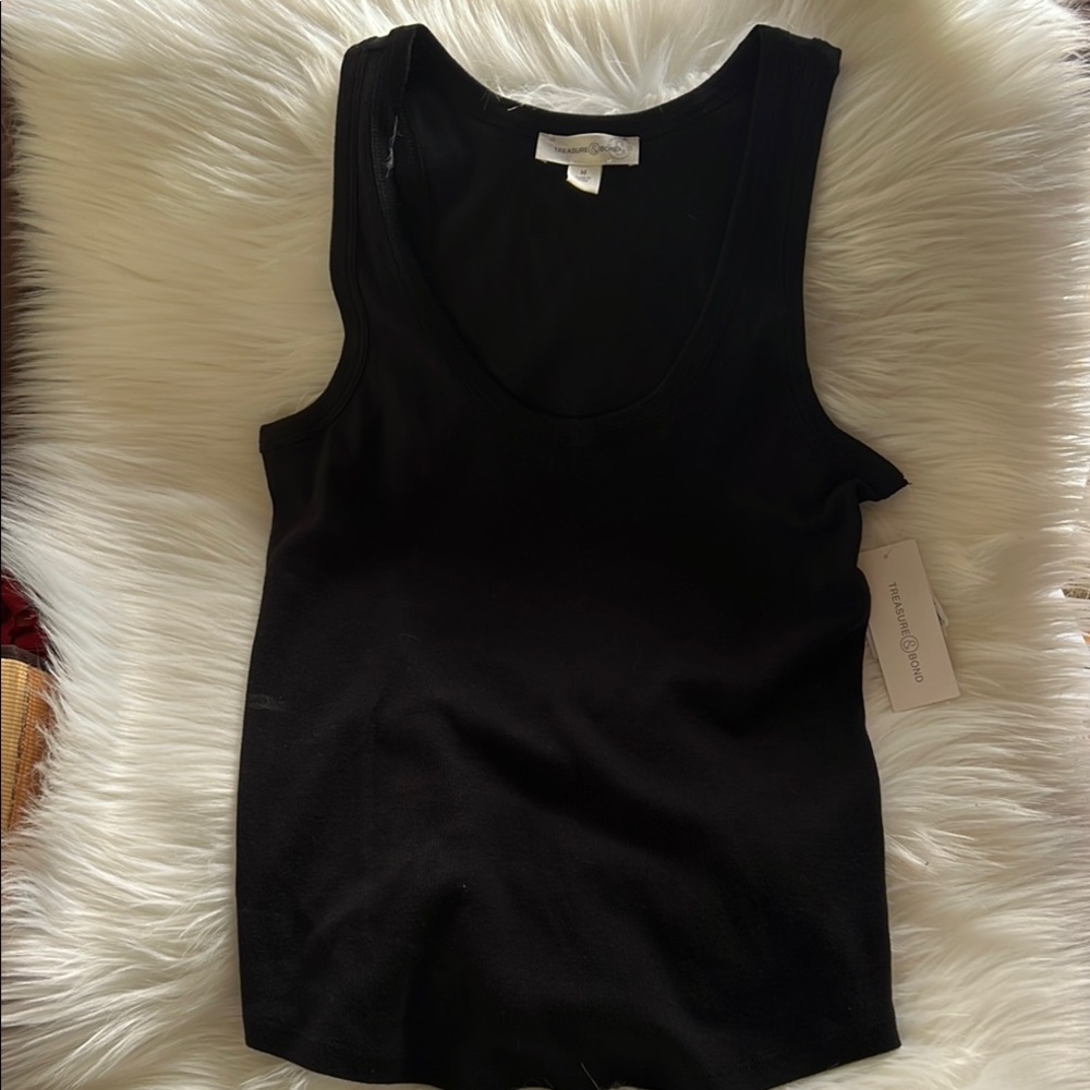 Treasure & Bond Black Fitted Tank Top